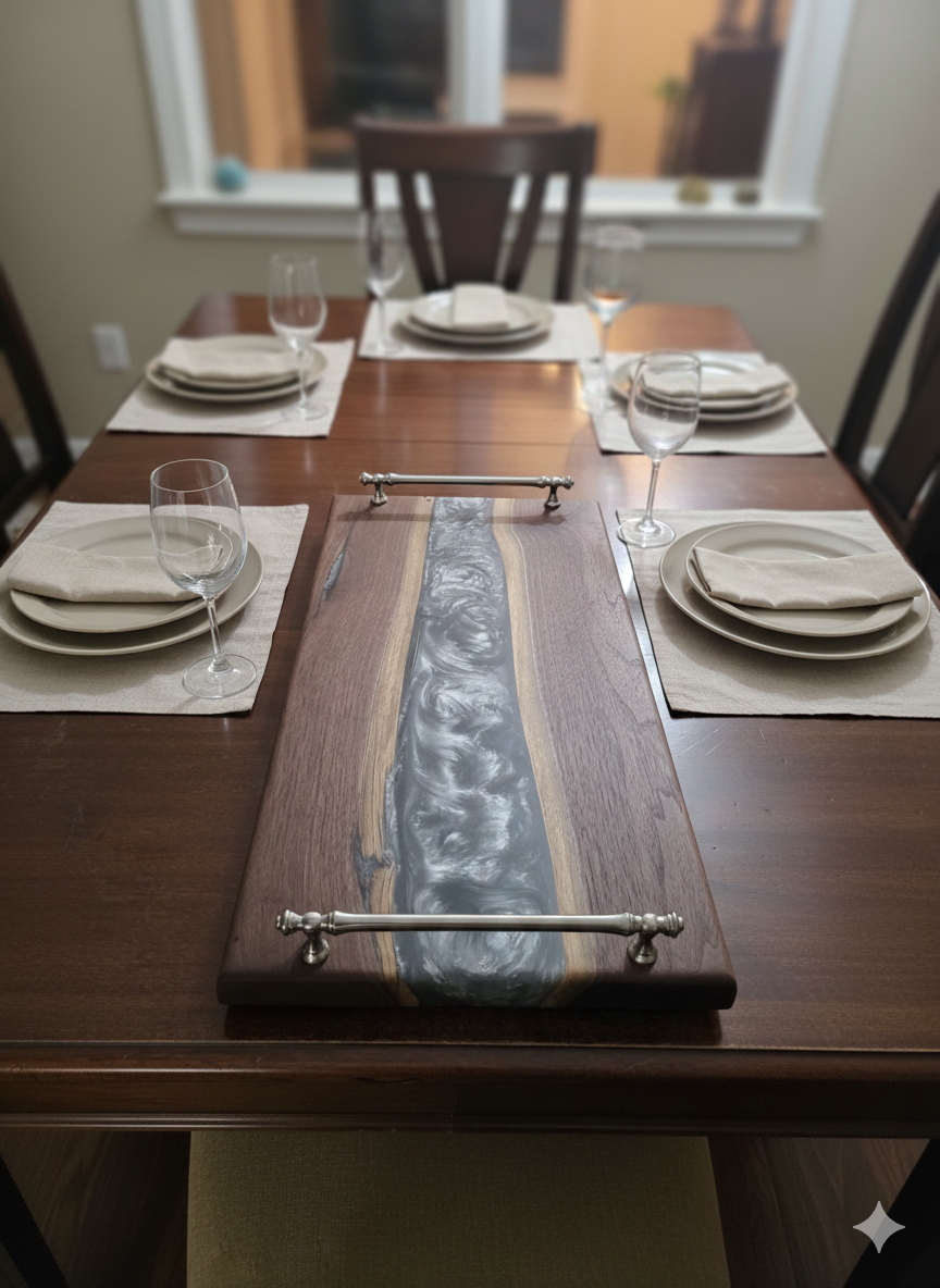 Silver Channel – Black Walnut Charcuterie Board