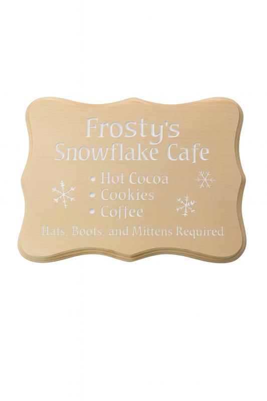 Frosty’s Snowflake Café – Winter Hot Cocoa Décor Sign