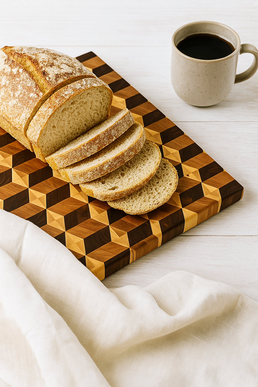 Crafted Grain Illusion – End Grain Cutting Board in Black Walnut, Cherry & Maple
