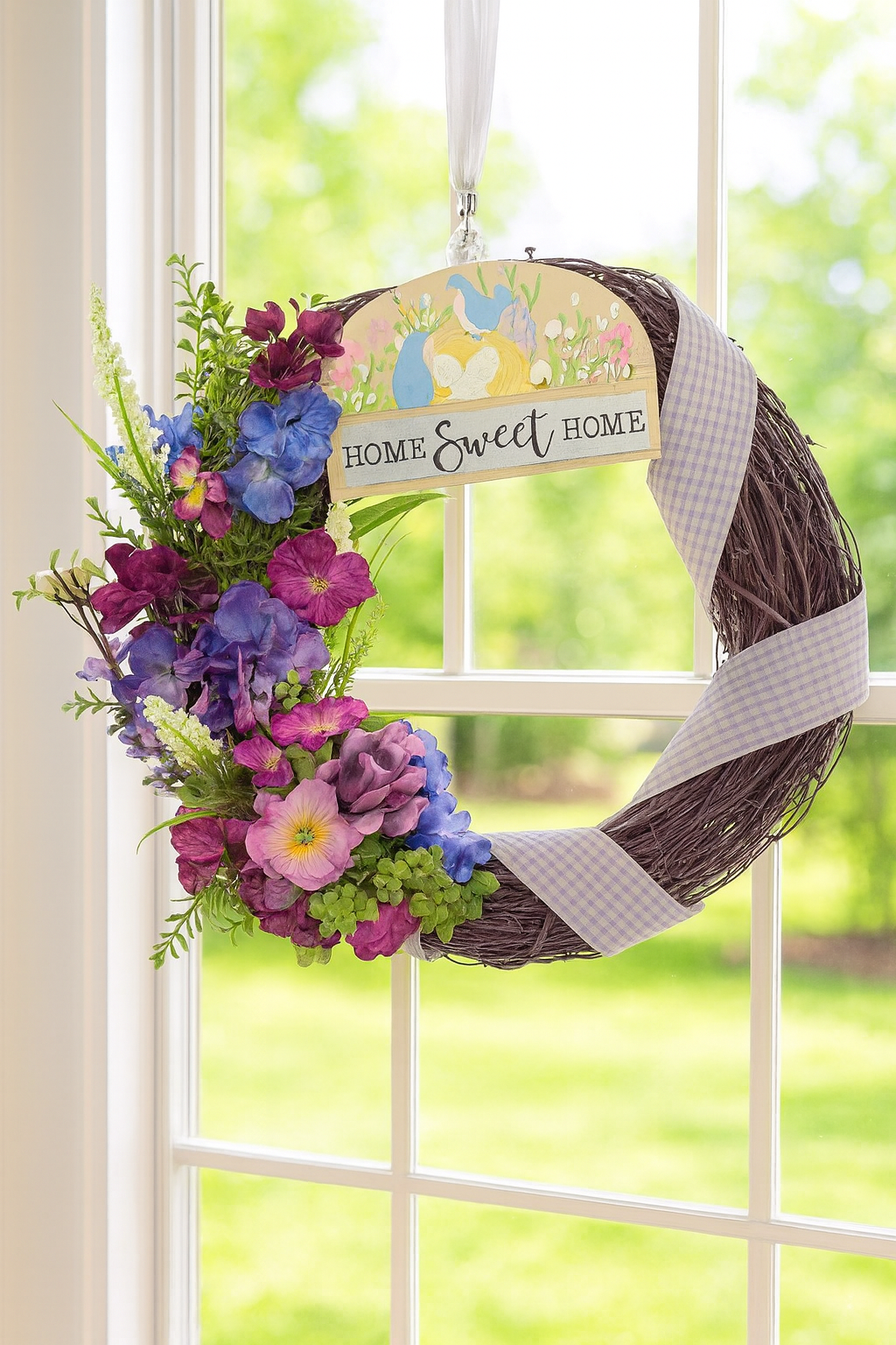 Spring Serenade- Purple Floral Grapevine Wreath