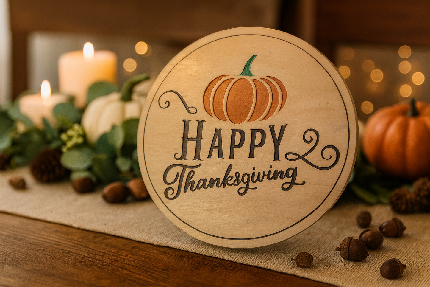 Happy Thanksgiving – Harvest Pumpkin Décor Sign