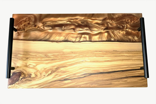 Canyon Glow – Olivewood & Copper Resin Charcuterie Board