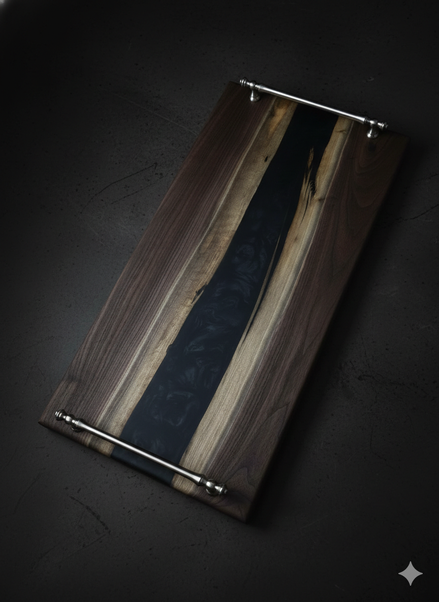 Midnight Divide – Black Walnut Epoxy River Board