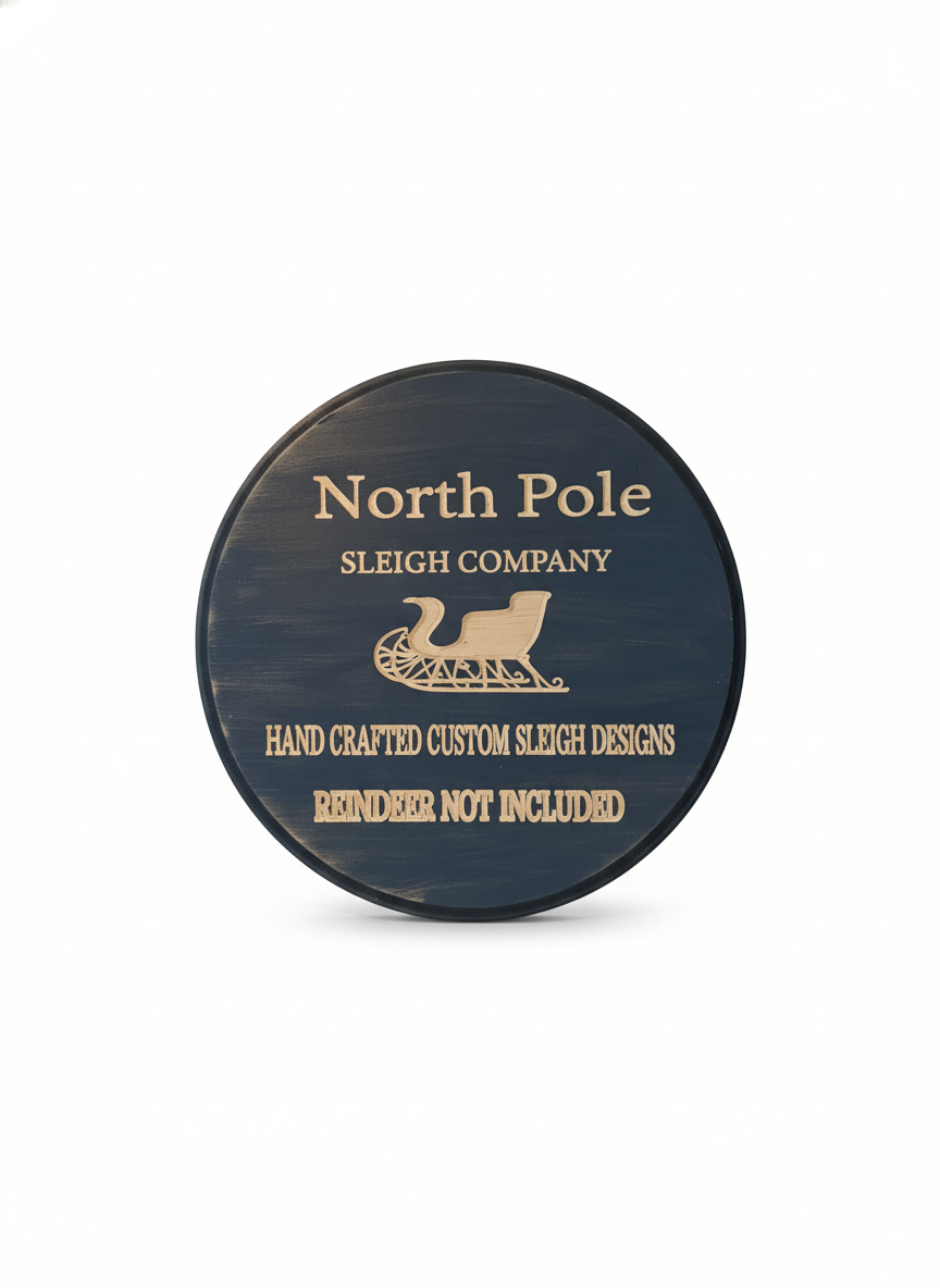 North Pole Sleigh Co. – Handcrafted Holiday Wood Sign