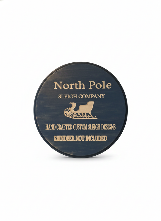 North Pole Sleigh Co. – Handcrafted Holiday Wood Sign