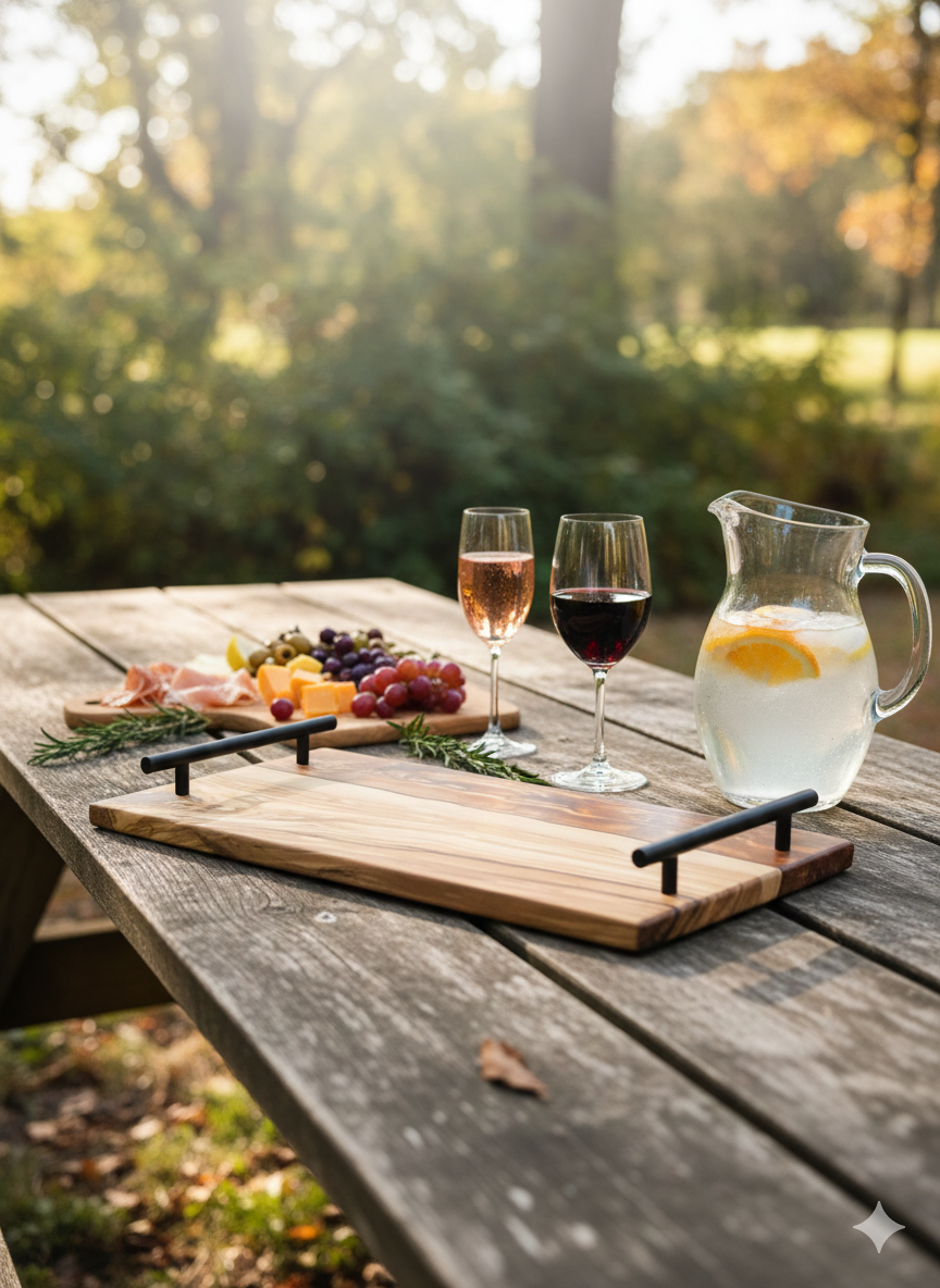 Desert Ember – Olivewood & Copper Resin Charcuterie Board