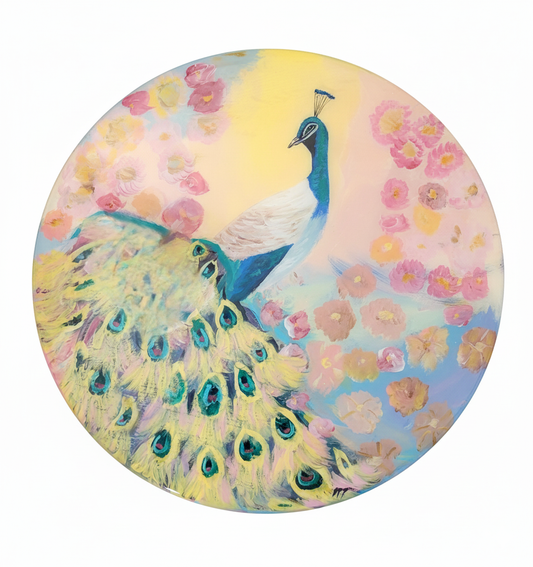 Peacock Reverie – Epoxy Sealed Peacock & Bloom Wall Decor