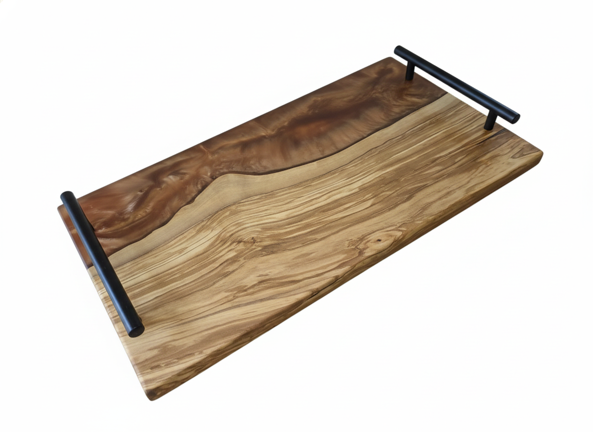 Desert Ember – Olivewood & Copper Resin Charcuterie Board