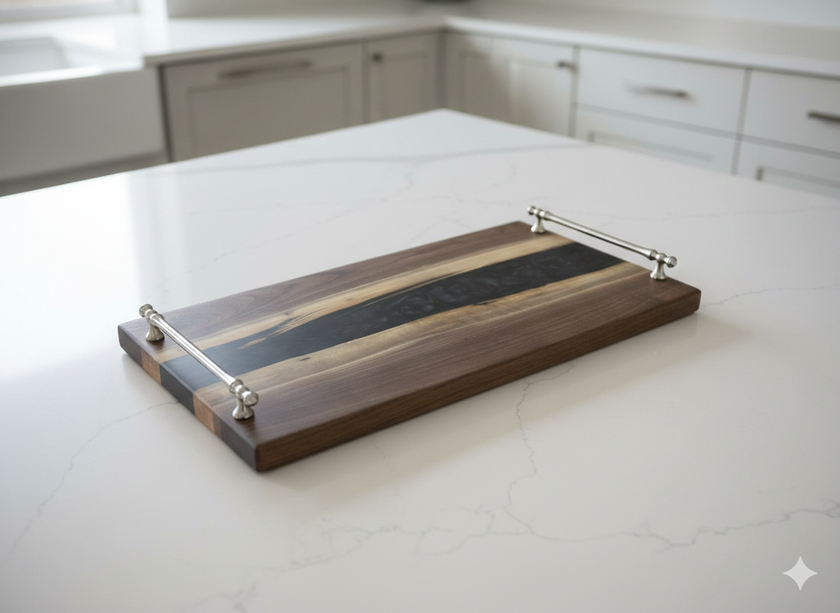 Midnight Divide – Black Walnut Epoxy River Board