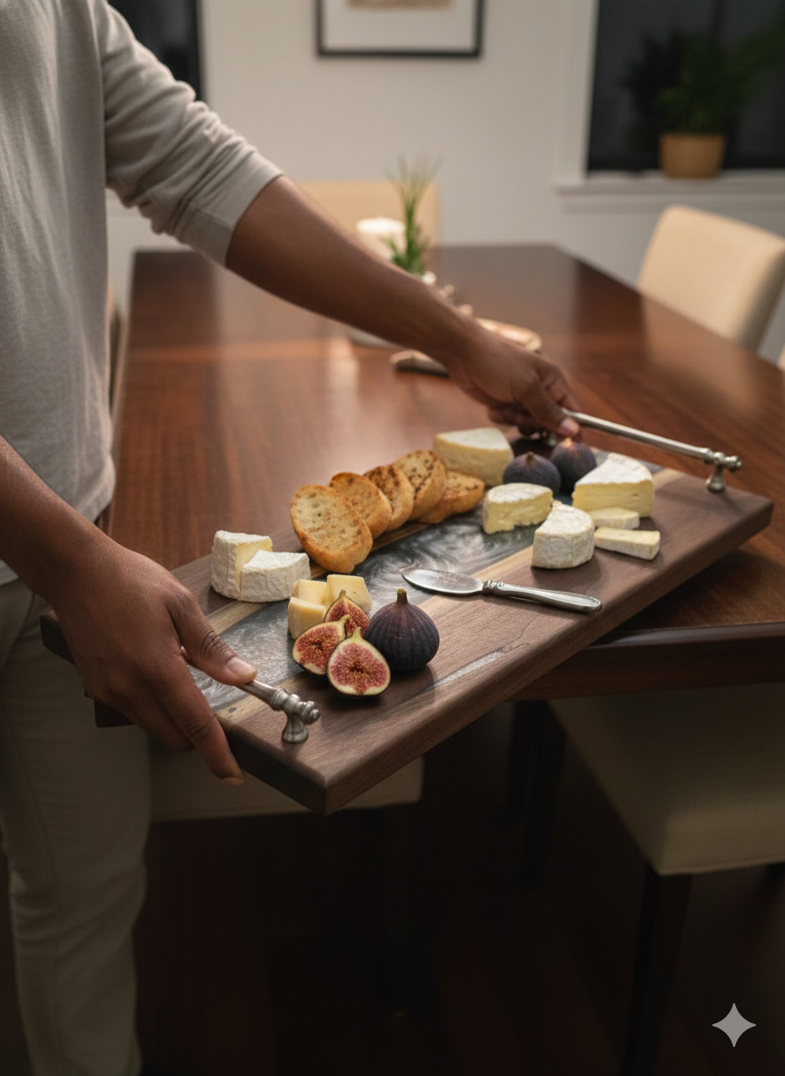 Silver Channel – Black Walnut Charcuterie Board