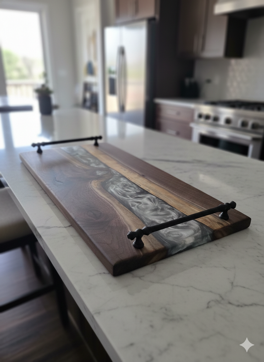 Silver Tides – Black Walnut Charcuterie Board