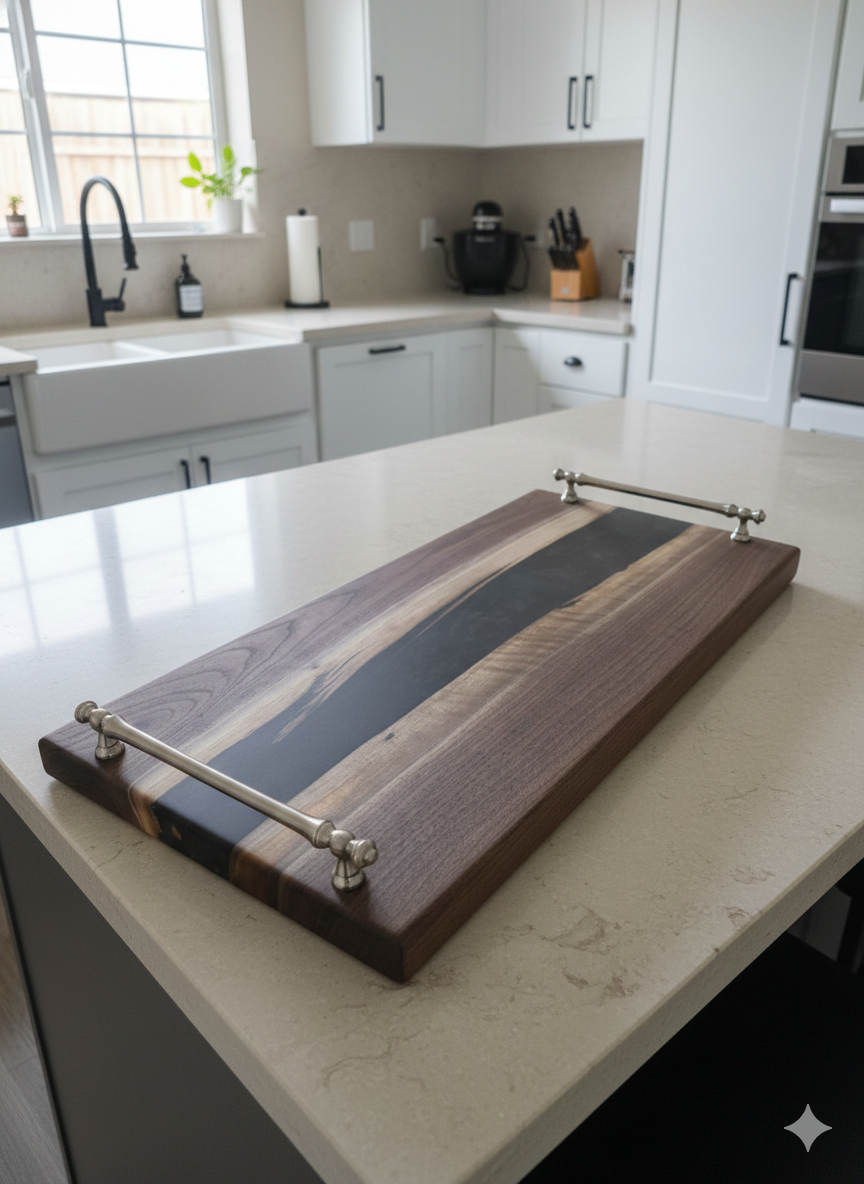 Midnight Divide – Black Walnut Epoxy River Board