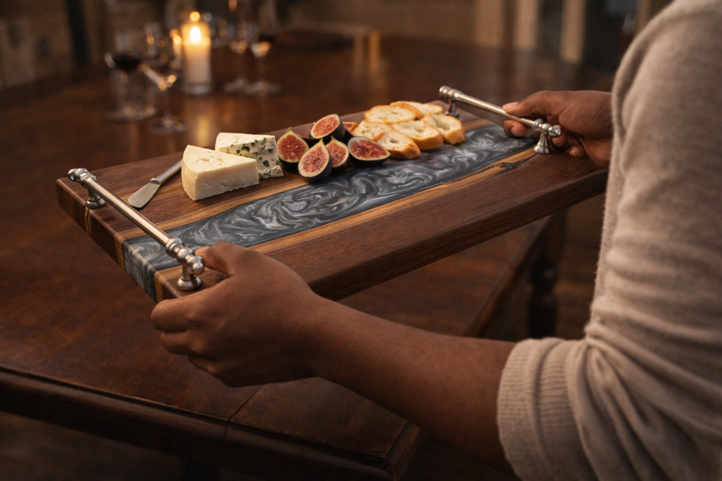 Silver Channel – Black Walnut Charcuterie Board