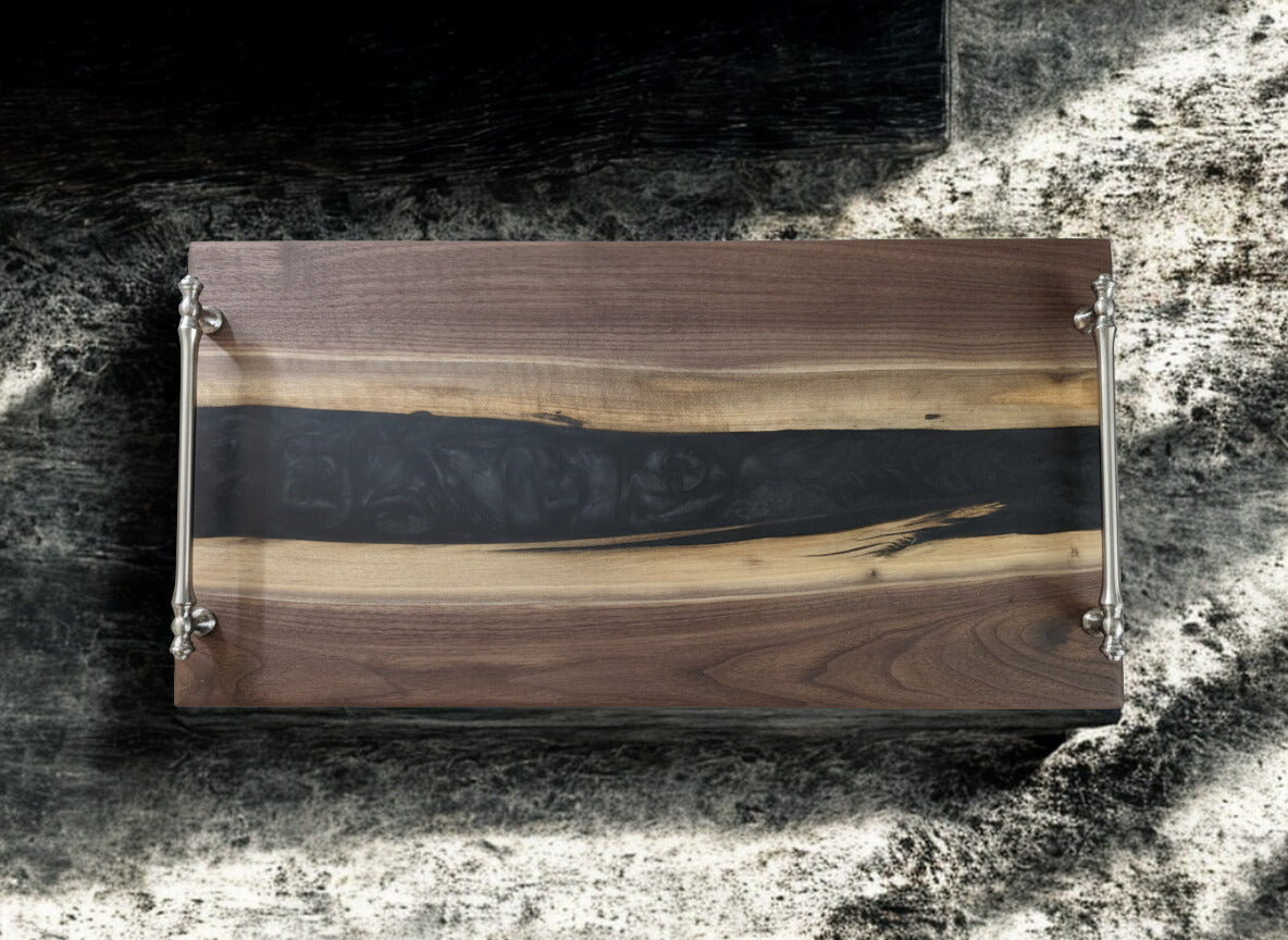 Midnight Divide – Black Walnut Epoxy River Board