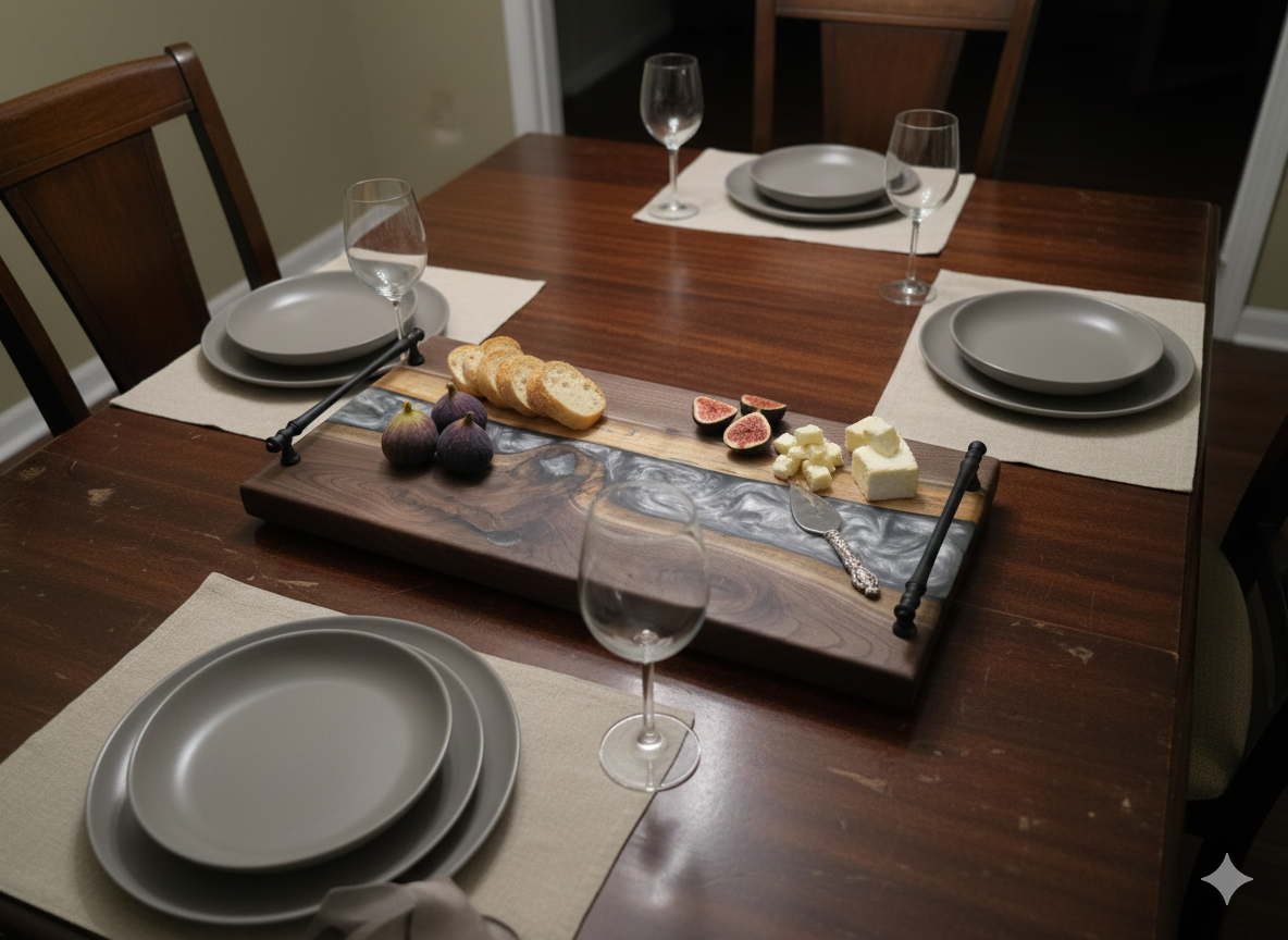 Silver Tides – Black Walnut Charcuterie Board