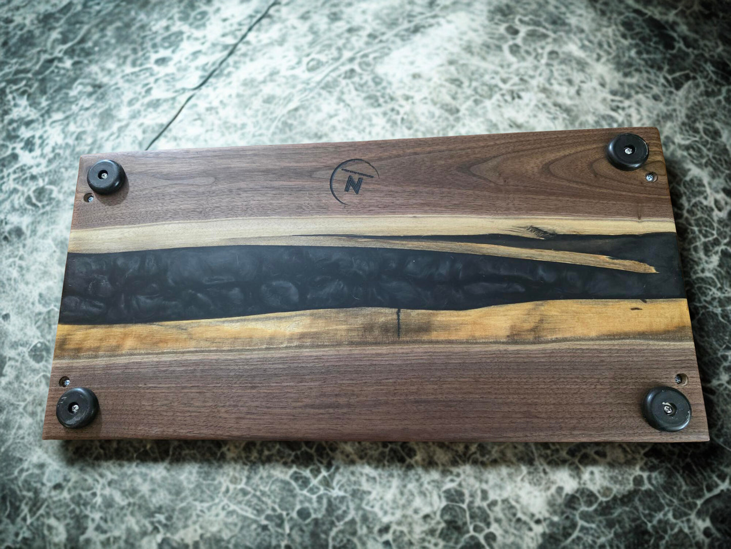 Midnight Divide – Black Walnut Epoxy River Board