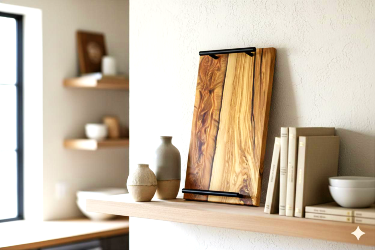 Canyon Glow – Olivewood & Copper Resin Charcuterie Board