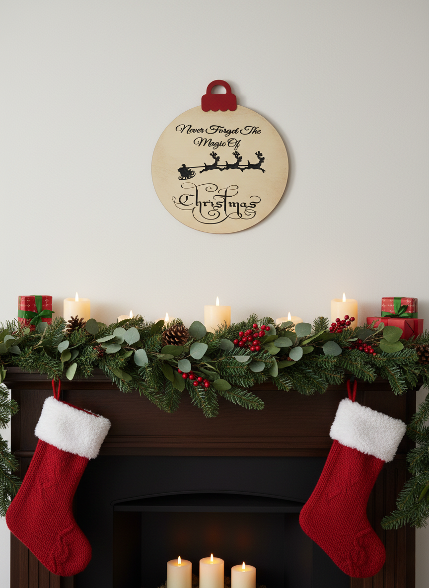 Christmas Magic – Classic Holiday Ornament Décor Sign