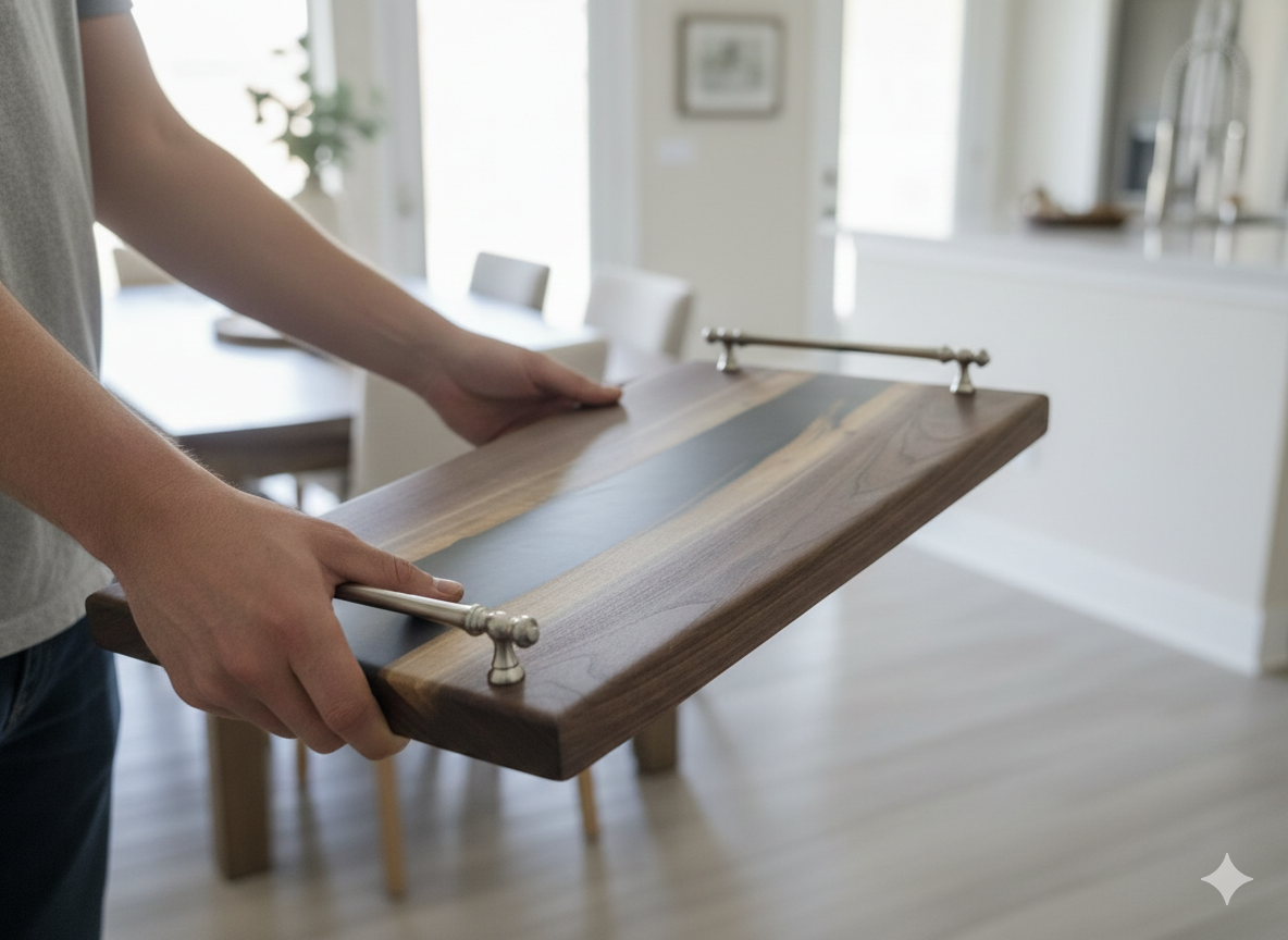 Midnight Divide – Black Walnut Epoxy River Board