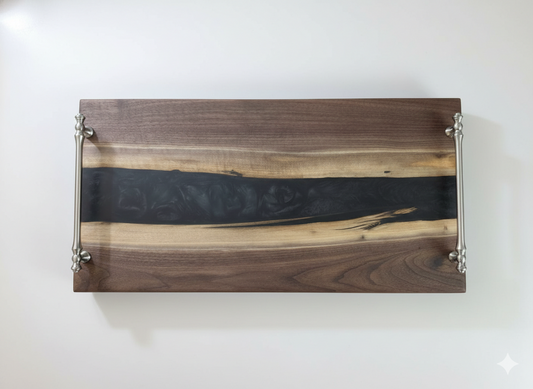 Midnight Divide – Black Walnut Epoxy River Board