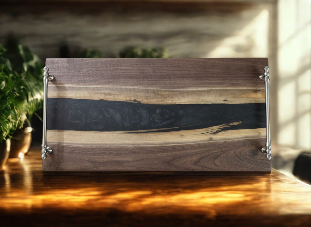 Midnight Divide – Black Walnut Epoxy River Board