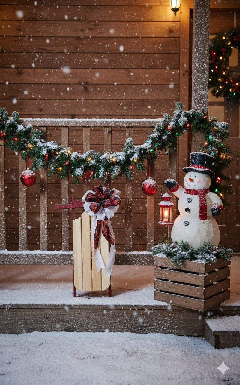 Crimson Lodge – Handcrafted Winter Décor Sled