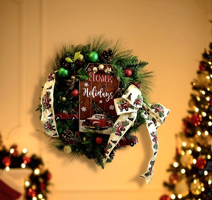 Home for the Holidays – Red Truck Christmas Wreath
