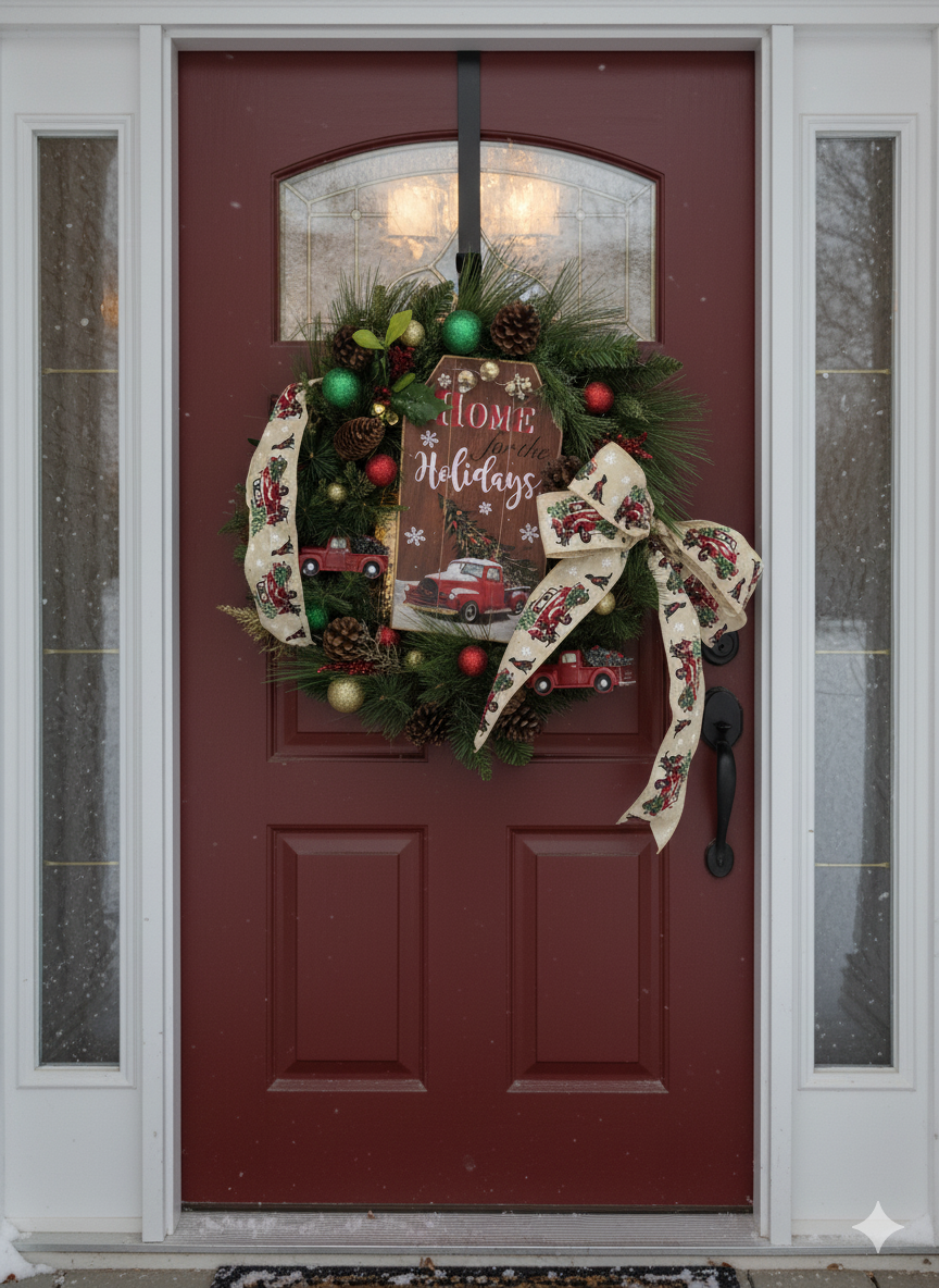 Home for the Holidays – Red Truck Christmas Wreath