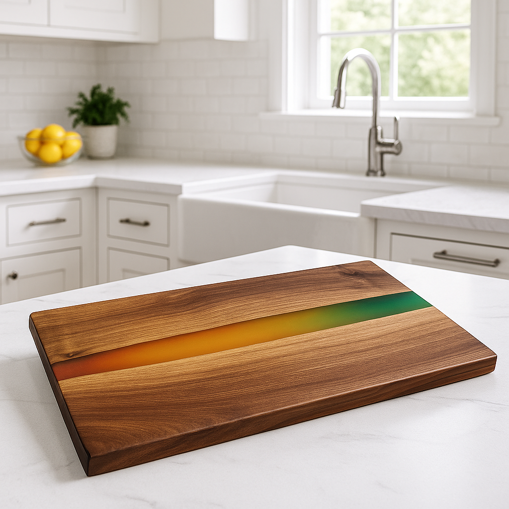 Autumnal Solar Drift – Black Walnut River Charcuterie Board