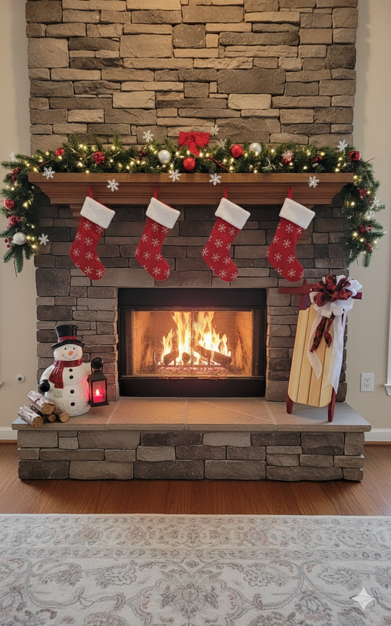 Crimson Lodge – Handcrafted Winter Décor Sled