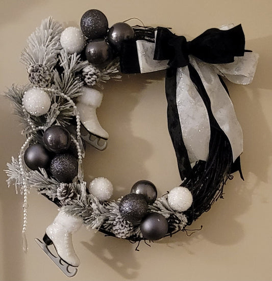 Elegant Ice-Skating Wreath