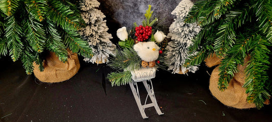 Winter Elegance Chickadee Sleigh Display